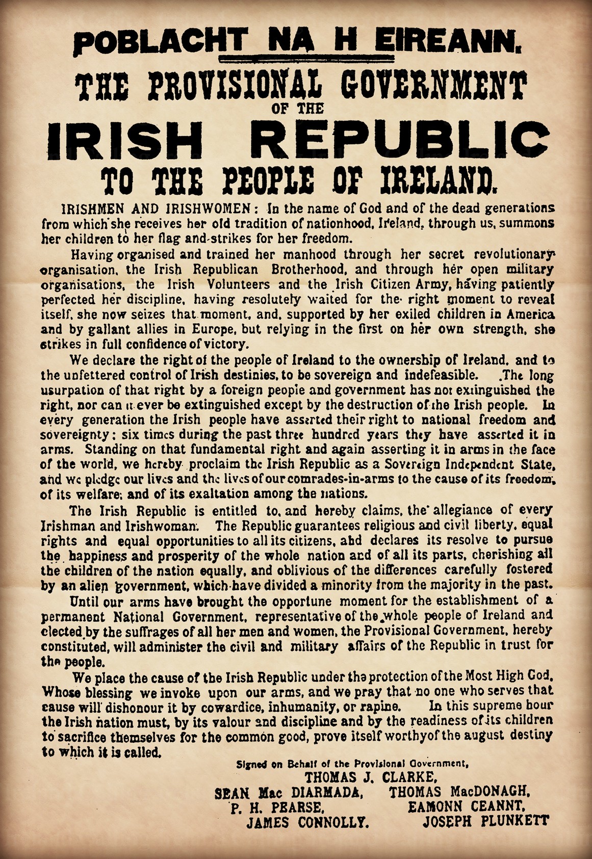 The 1916 Easter Rising in Dublin, Ireland, and Portraits of 14 IRISH LEADERS who were executed for proclaiming the Irish Republic.